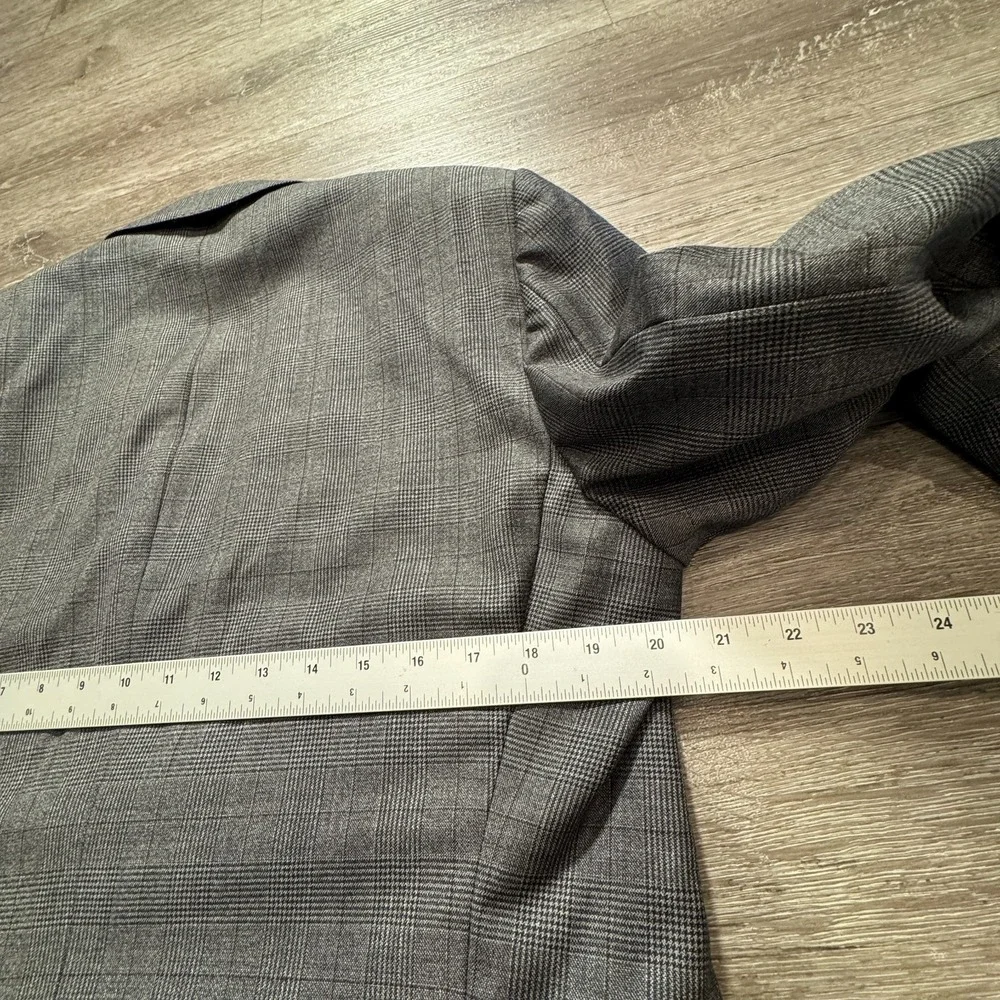 Z Zegna Blazer Mens 40R Gray 100% Wool Glen Plaid Sport Coat Drop‎ 7 Two Button